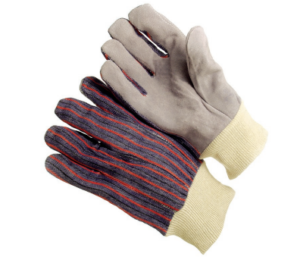 Stripe fabric back, lined palm, knit wrist, men's