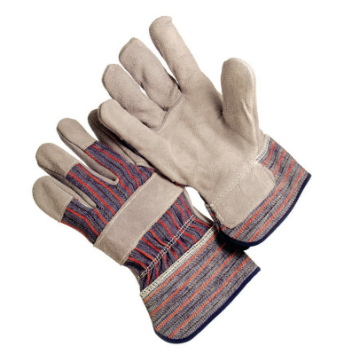 Regular grade, stripe fabric back, 2.5' rubberized cuff, lined palm
