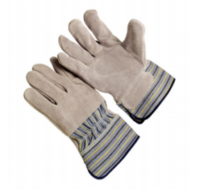 3/4 leather back, stripe fabric back, 2.5' rubberized cuff, lined palm