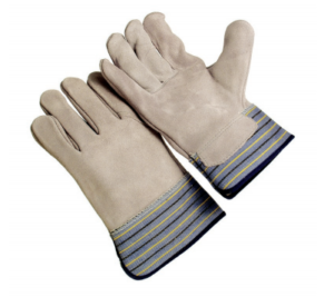 Full leather back, 2.5' rubberized cuff, lined palm