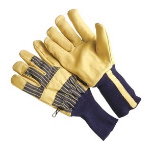 Prem. grain pigskin, 40 gram 3M thinsulate lined, 5" blue knit wrist