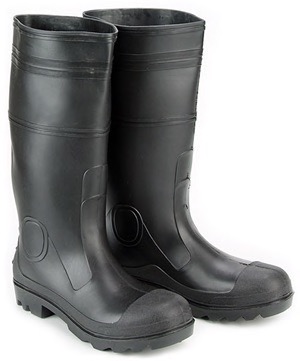 16" black PVC, unlined, insole, plain toe