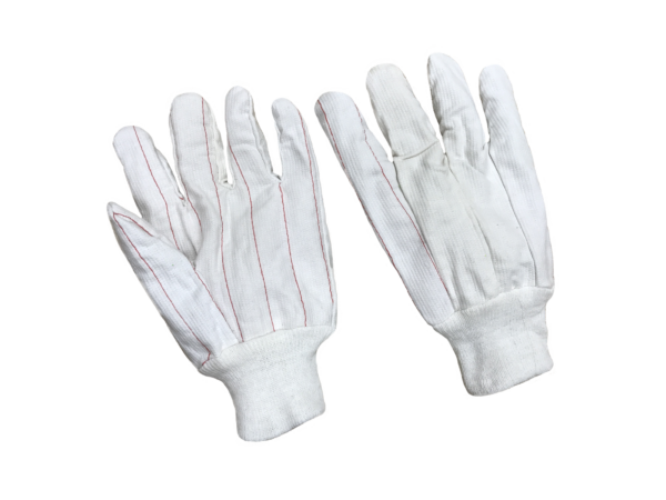 Double palm, nap in, corduroy, bleached white, knit wrist