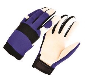 Grain pigskin mechanics glove, blue spandex back