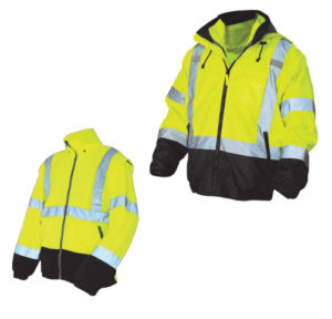 Hi Vis Green 8 In 1 Waterproof Bomber Jacket.