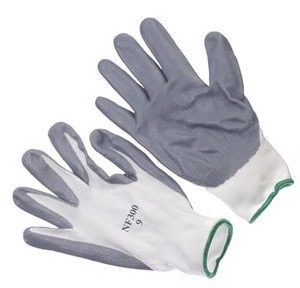 Grey nitrile coated palm, nylon knit liner