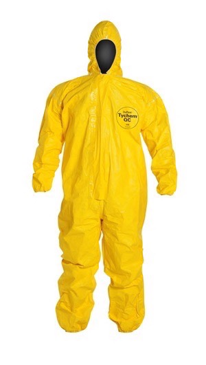 Coverall, hood, elastic wrists and ankles
