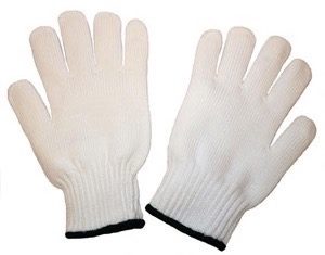 Medium weight, bleached cotton/polyester string knit