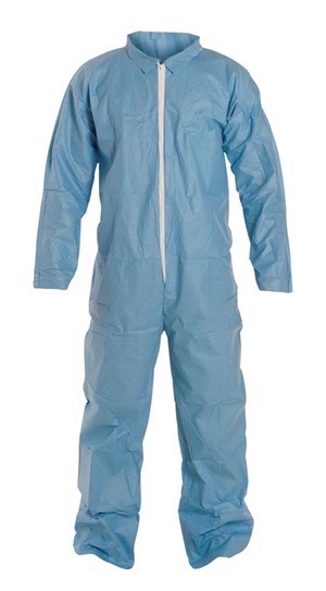 Coverall, serged seams, zipper front