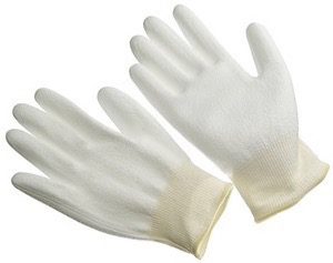 White cut resistant knit, white PU palm coated, Cut Level A3