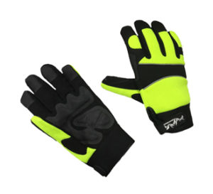 Black synthetic palm, High-Vis lime green back, EVA padding,120g lining