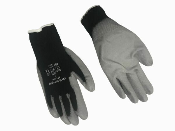 15 G black nylon liner and gray polyurethane coating