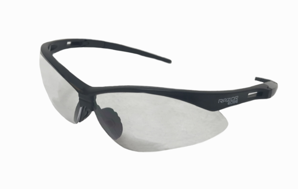 RAZOR EDGE II,CLEAR,ANTI-SCRATCH,RUBBER TEMPLES.