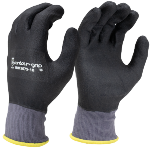 15G black nitrile fully coated micro-foam palm, gray nylon liner