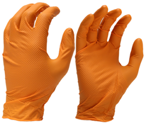 8 Mil Orange PF Nitrile, Diamond Texture Grip, powder free