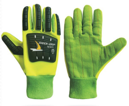 Shock Grip By SGI™ Impact Gloves, Hi-Vis, Nitrile Palm, Cut Level A7