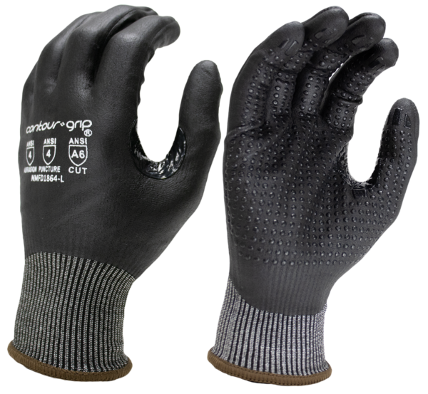 Cut Resistant Knit, Cut Level A6, Black Nitrile Coated, with Micro Dots