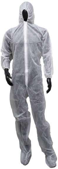 White Polypro Coverall with Hood, Elastic Wrists, Boots