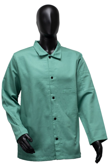 9 oz. flame resistant welding jacket, welding jacket, 4 buttons, inside pocket