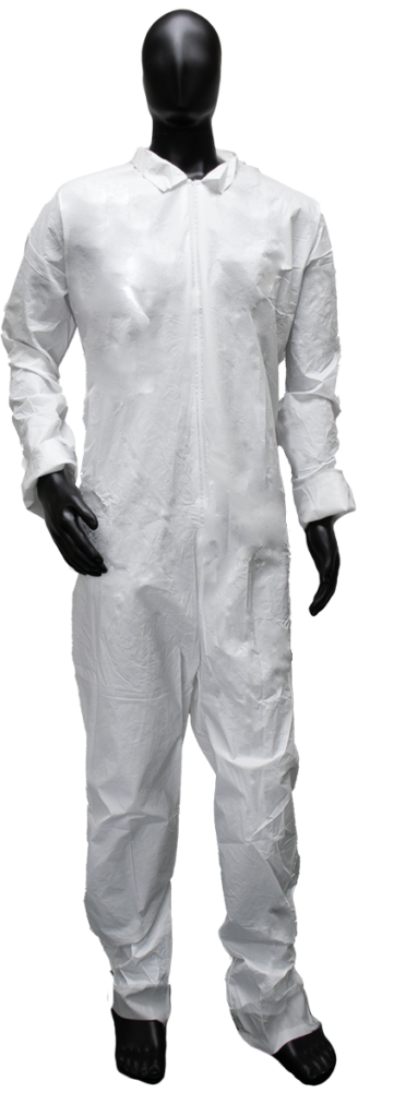 Microporous coverall with zipper front