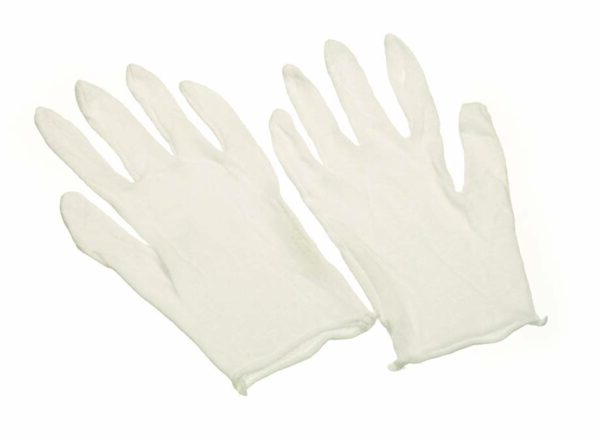 Light weight cotton lisle, bleached white, unhemmed edge, men's size