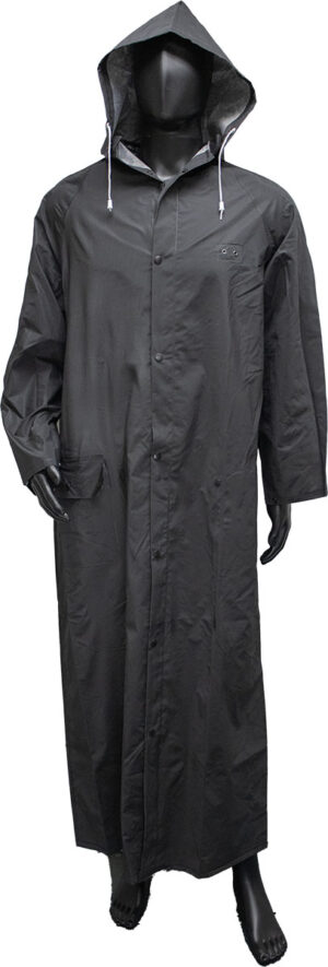 Black rider rain coat, 60"long