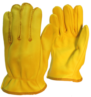 Premium gold goatskin driver with straight thumb