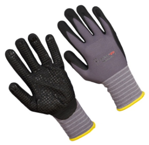 15G gray nylon, black nitrile coated with micro dots, touch screen compatible