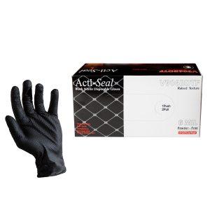6 Mil Black Nitrile, Diamond Texture Grip, Powder Free